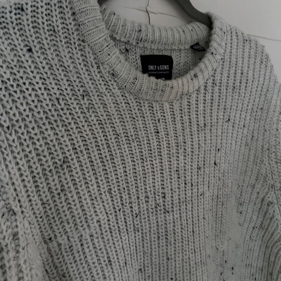 Men's Only Sons Mottled White Knit Sweater – Size XL - Picture 3 of 3